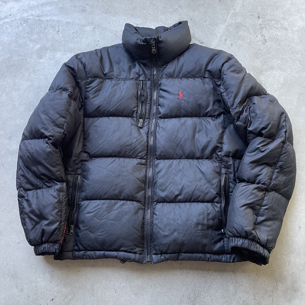 Polo Ralph Lauren RL/250 Black Down Puffer Jacket Mens Large Red Pony Logo